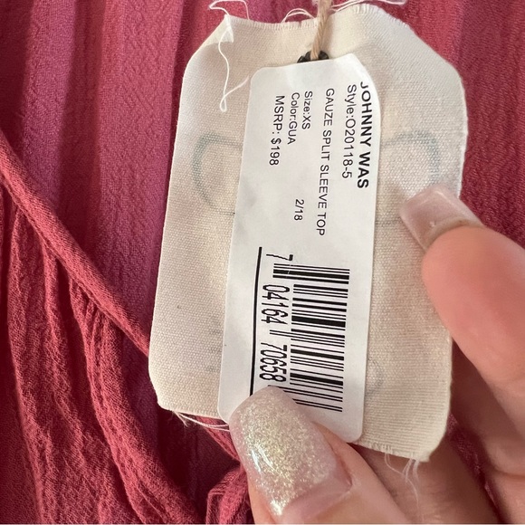 NWT Johnny Was guava gauze pom pom top xs women - Picture 7 of 8